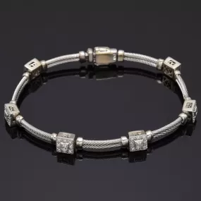 Charriol 18K White Gold 0.50TCW Diamond Flamme Blanche Cable Bracelet