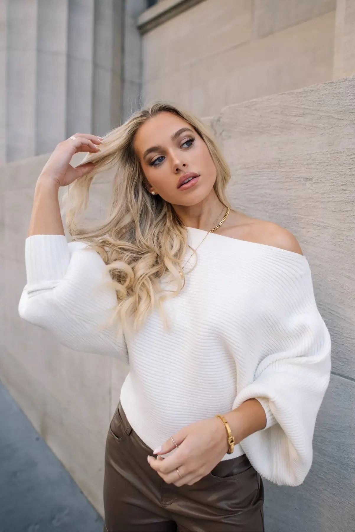 Cora Ivory Rib Knit Sweater - Final Sale