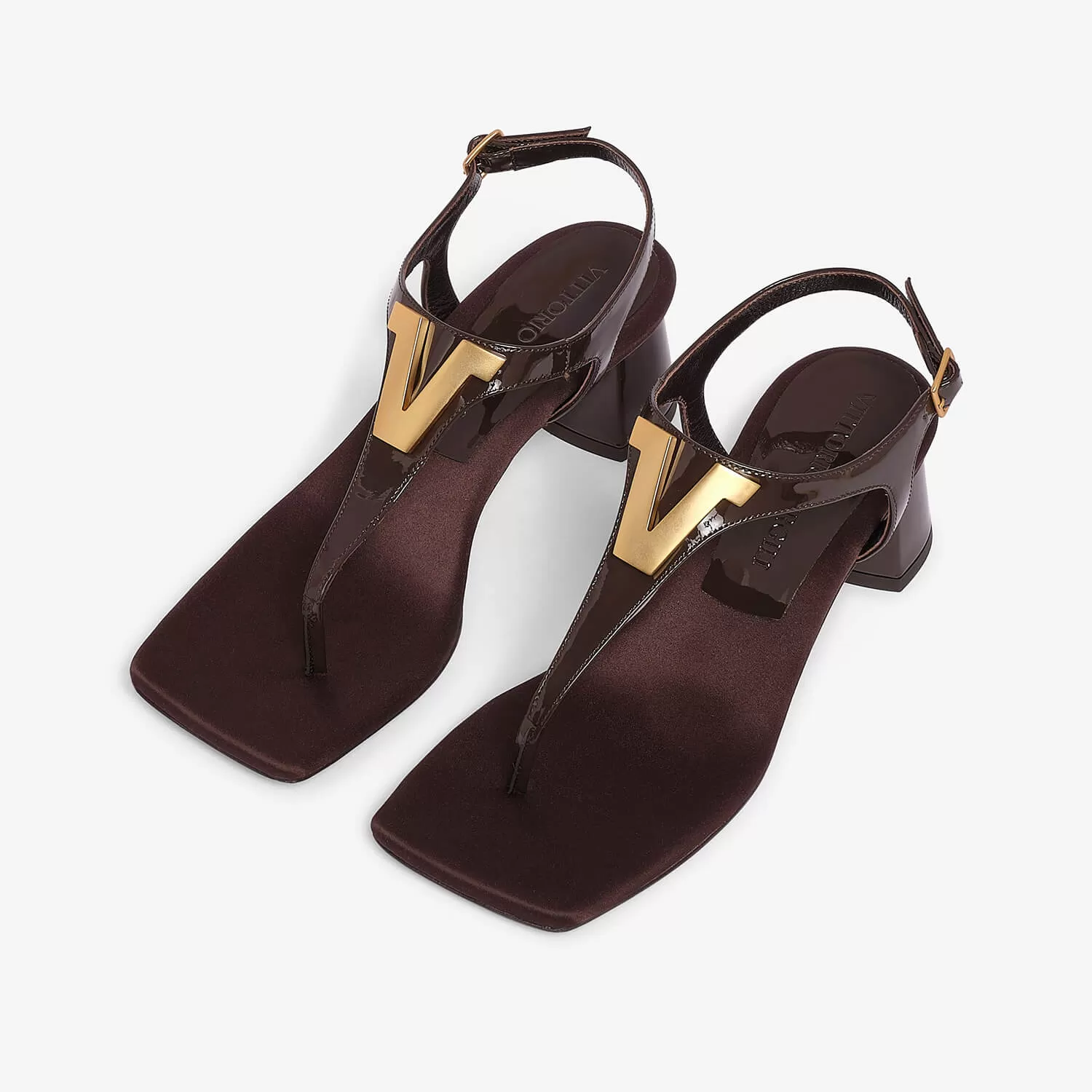 Dark brown women's calf leather flip flop sandal