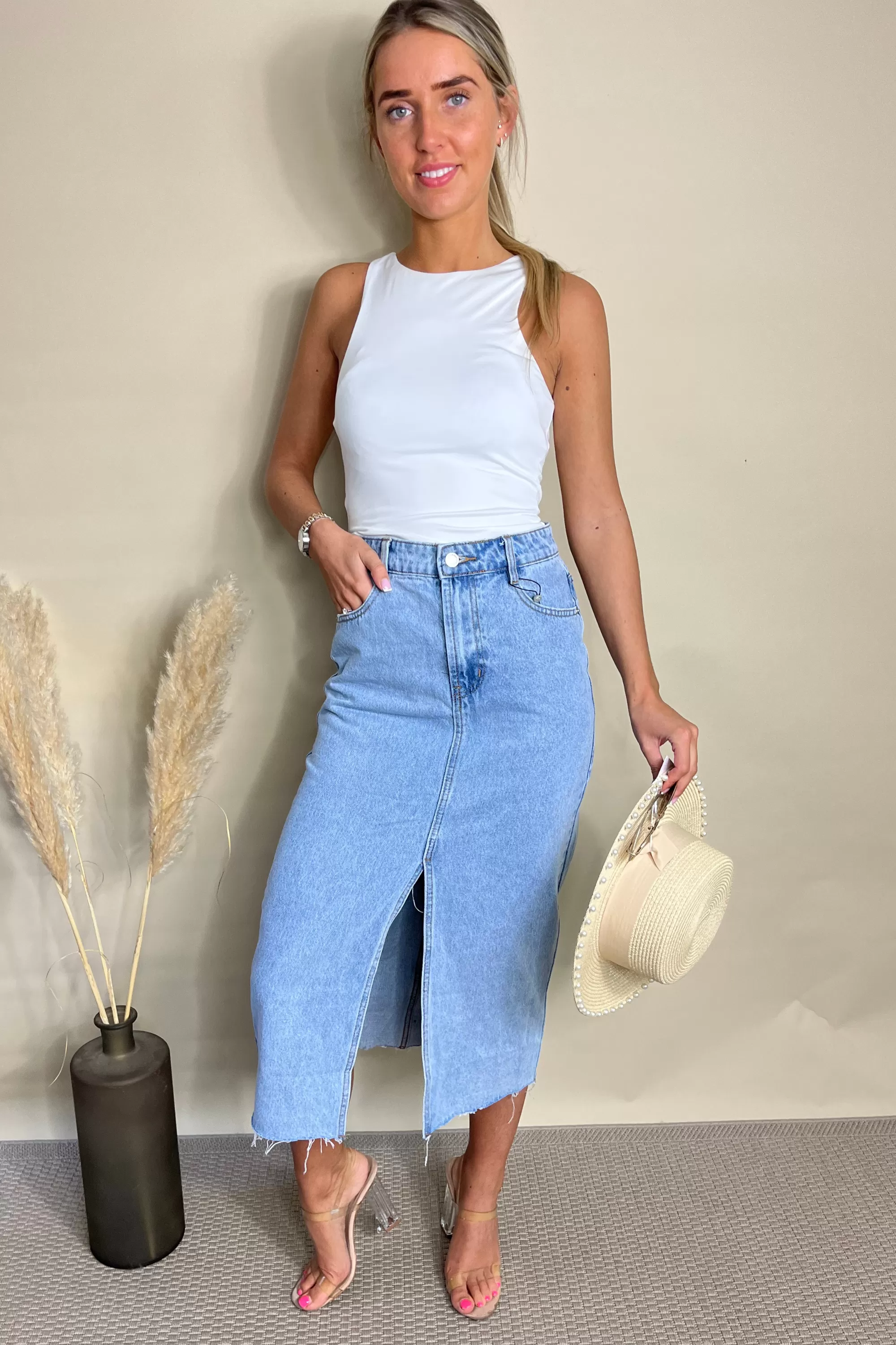 Denim Midi Skirt