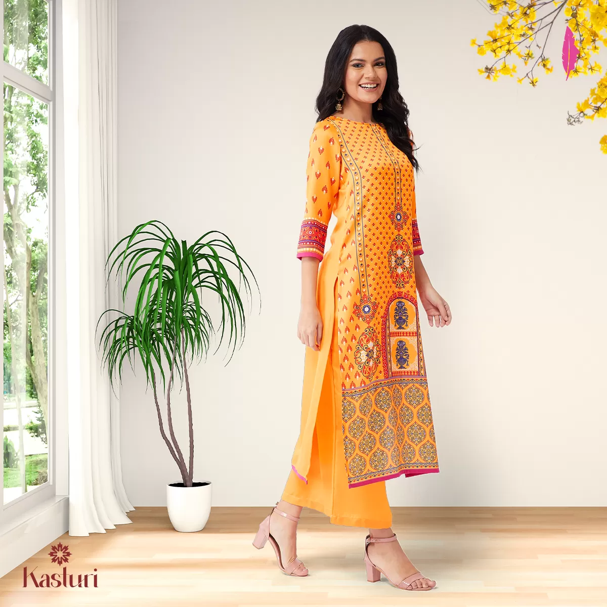 Digital Print Placement Kasturi Kurta