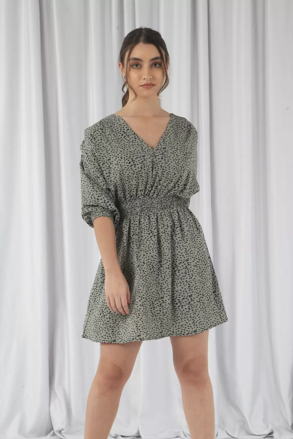 Double Second Animal Print Relaxed Shoulder Dress