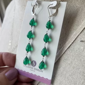 Emerald Green Teardrop Stack Earrings