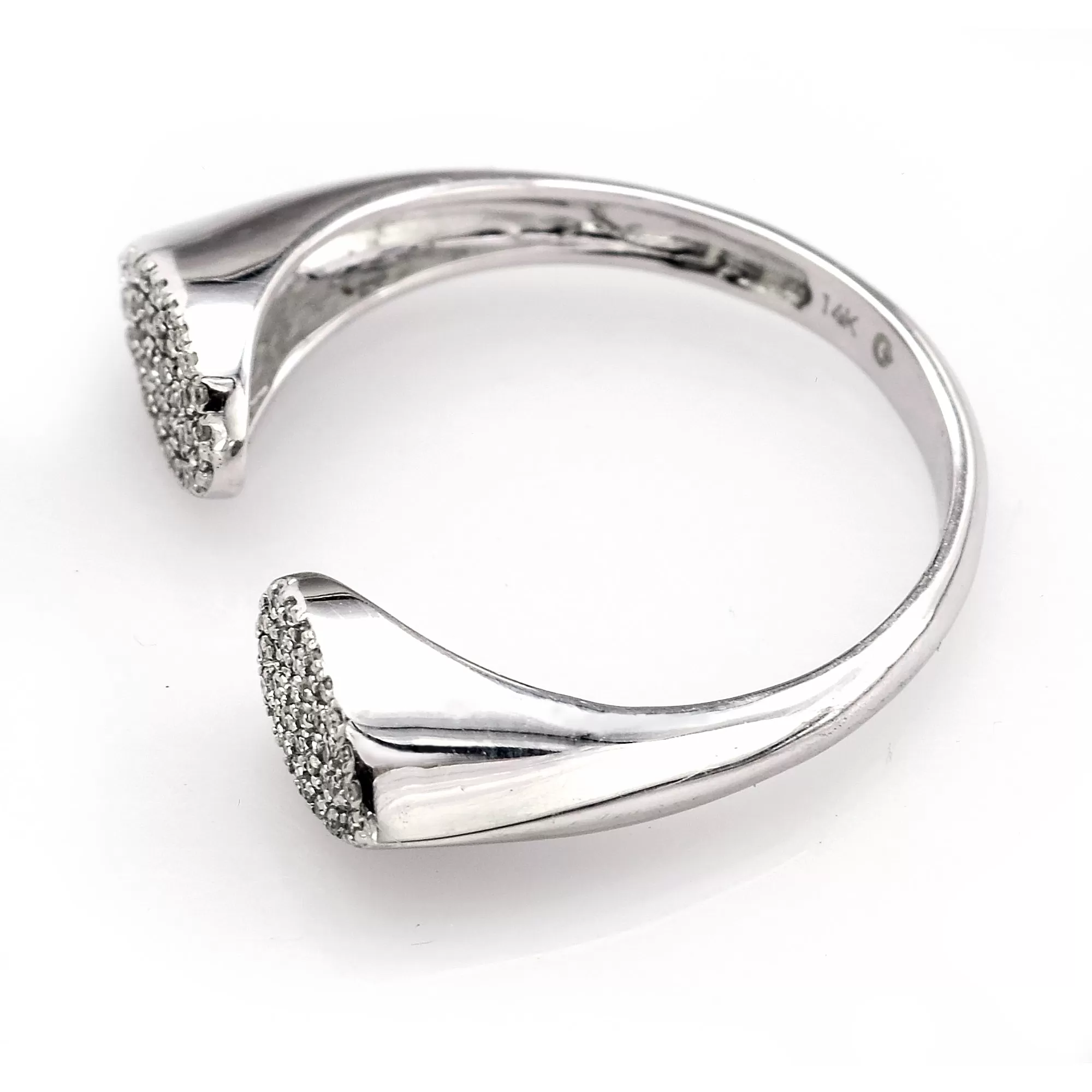 Estate 14K White Gold Pavé Diamond Open Band Ring