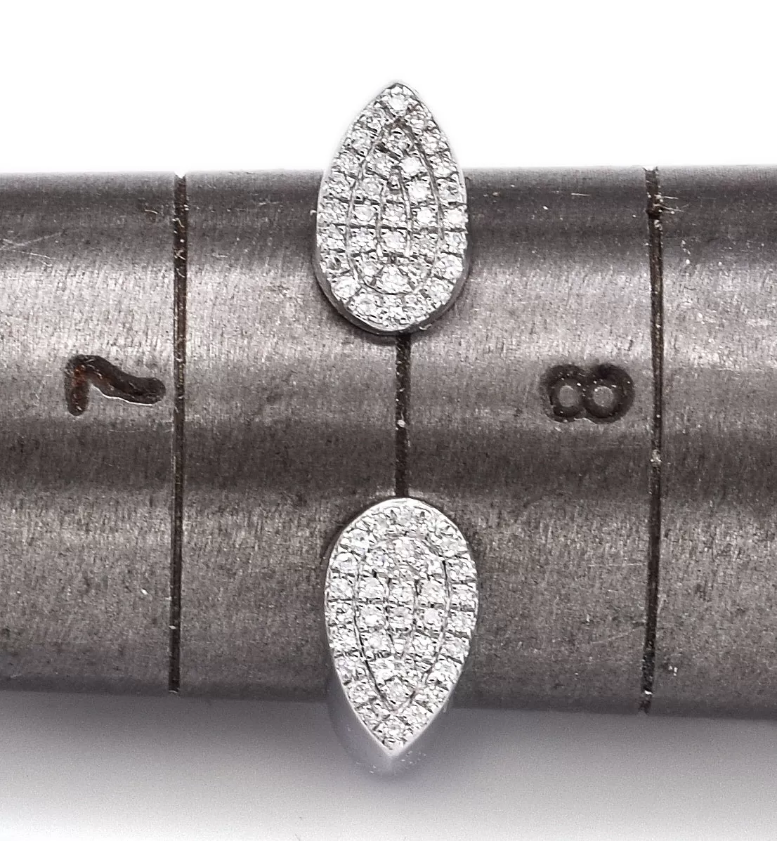 Estate 14K White Gold Pavé Diamond Open Band Ring