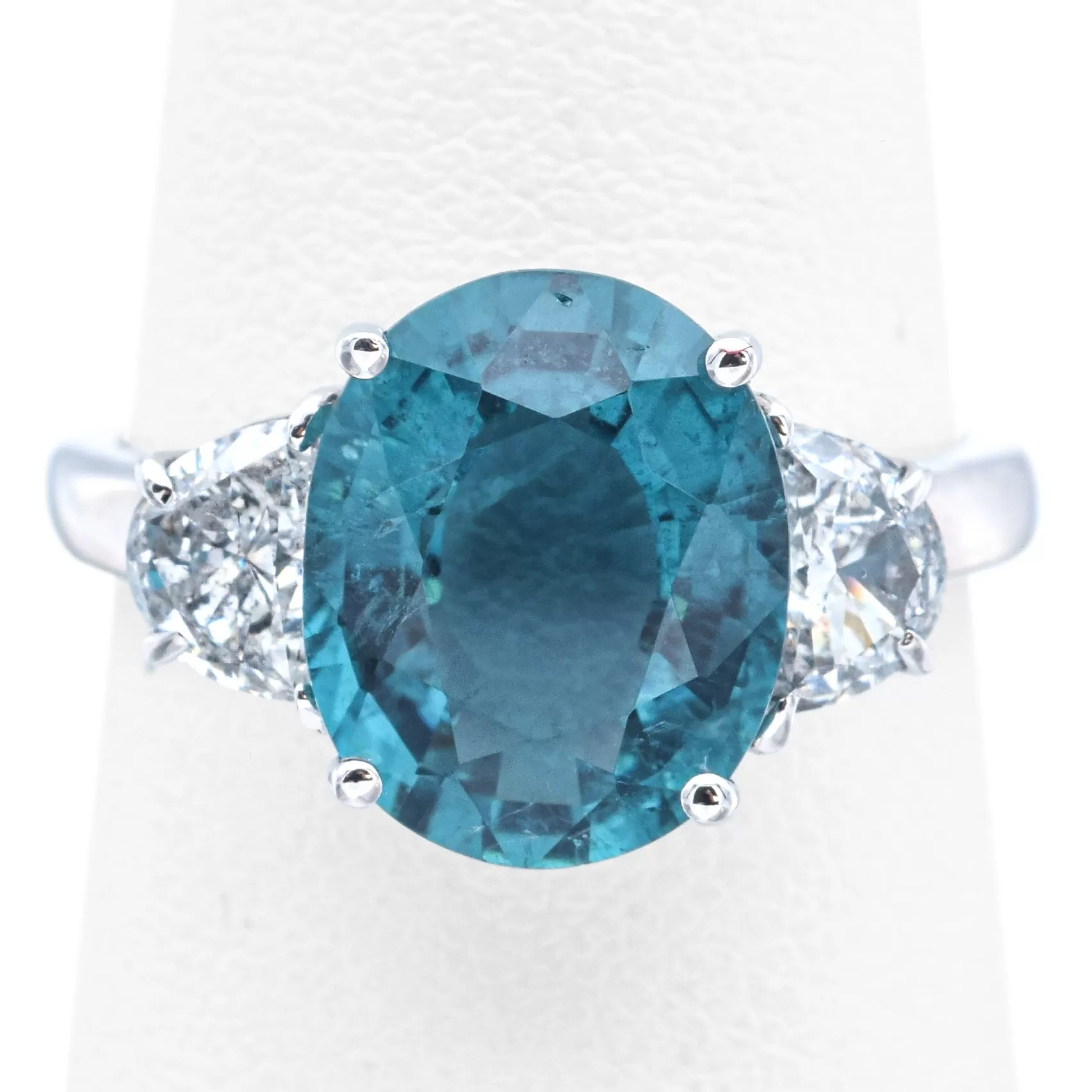 Estate 18K White Gold 4.67 Ct Indicolite & 1.00 TCW Diamond Cocktail Ring Size 8