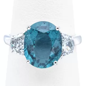 Estate 18K White Gold 4.67 Ct Indicolite & 1.00 TCW Diamond Cocktail Ring Size 8