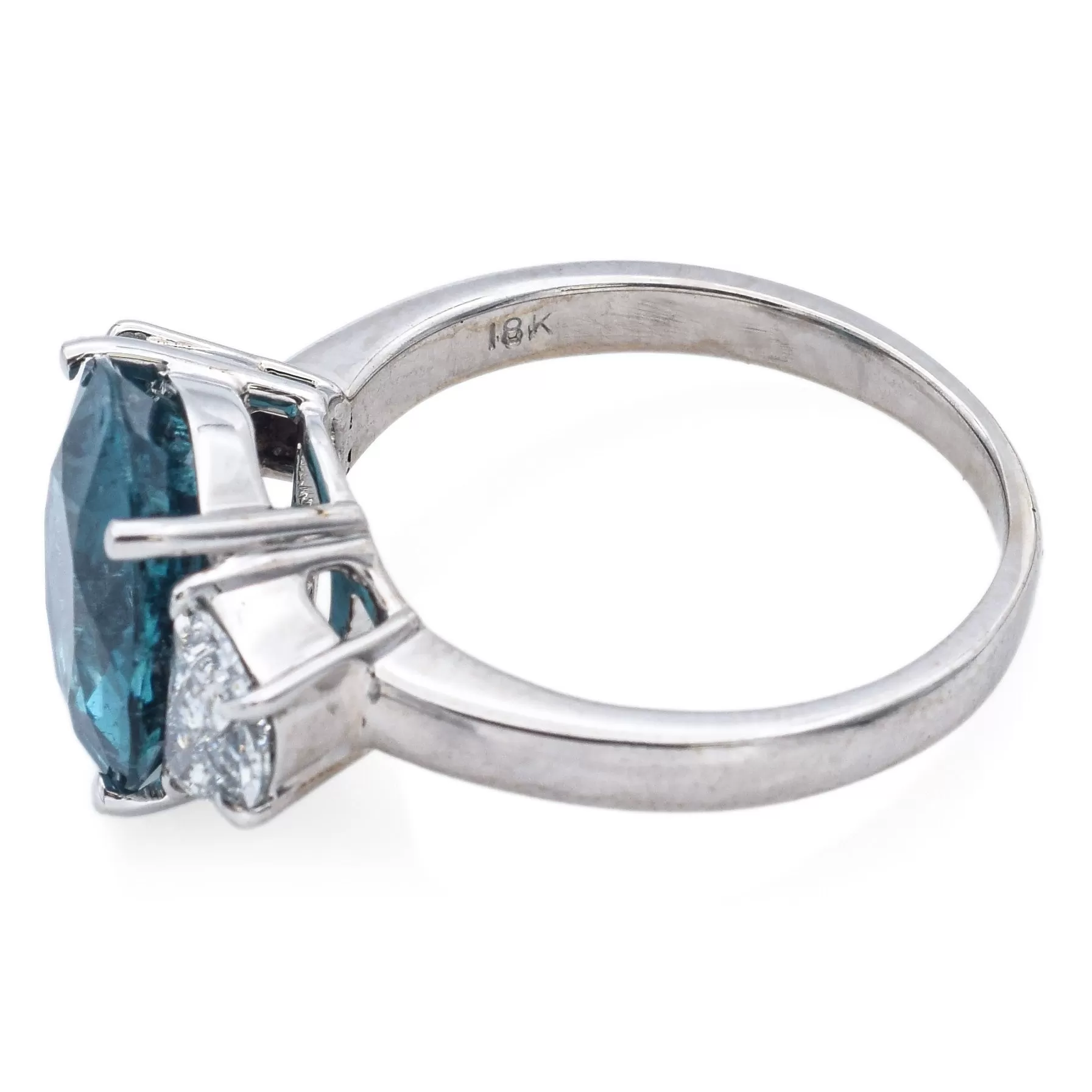 Estate 18K White Gold 4.67 Ct Indicolite & 1.00 TCW Diamond Cocktail Ring Size 8