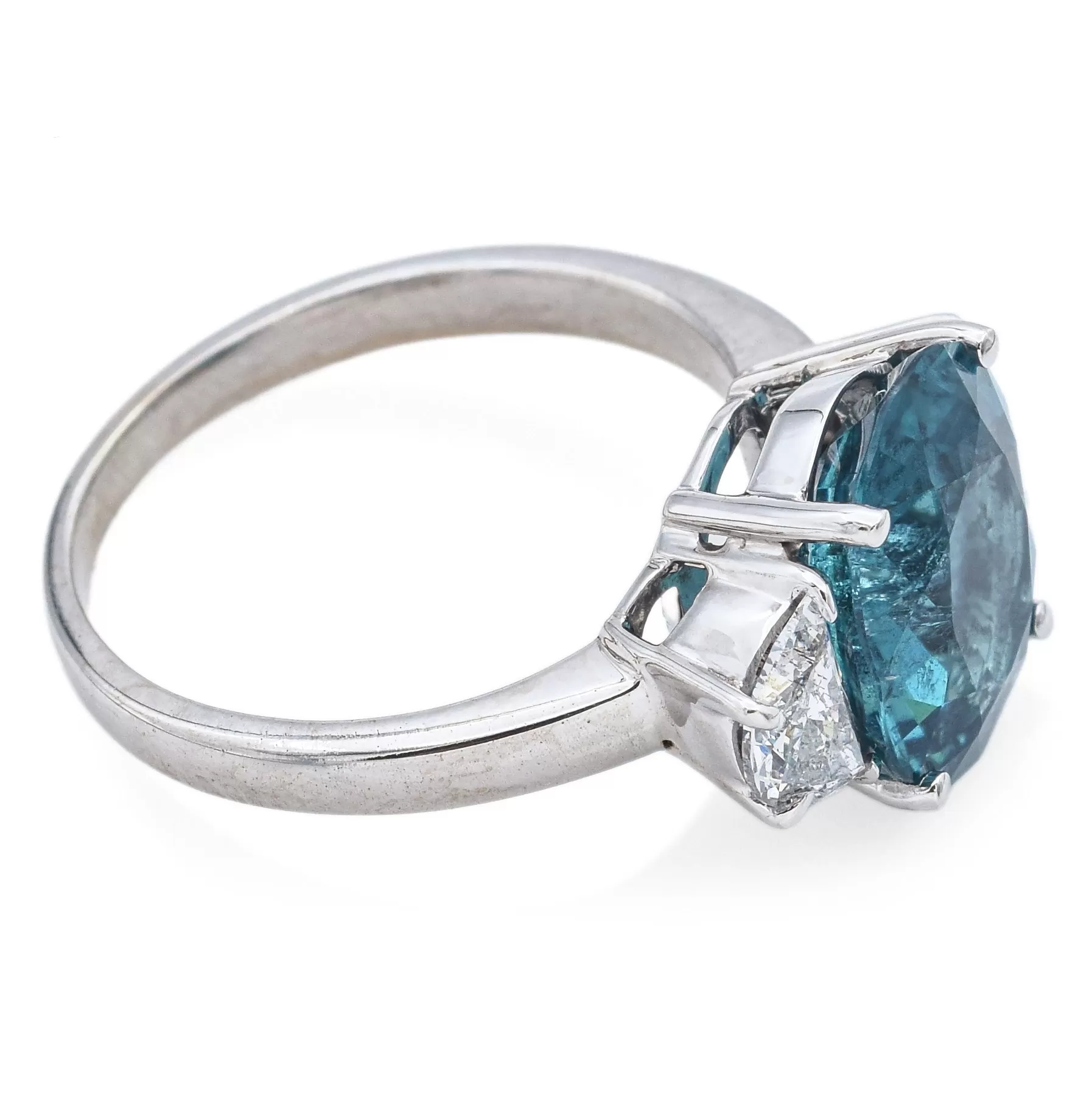 Estate 18K White Gold 4.67 Ct Indicolite & 1.00 TCW Diamond Cocktail Ring Size 8