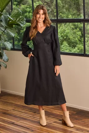 Farrah Long Sleeve Dress in Black