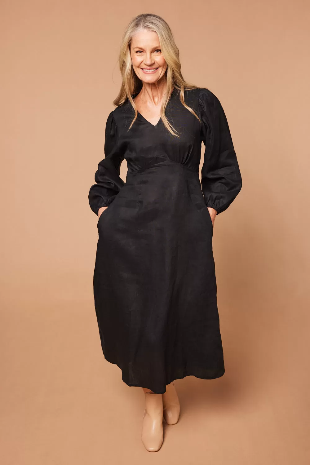 Farrah Long Sleeve Dress in Black