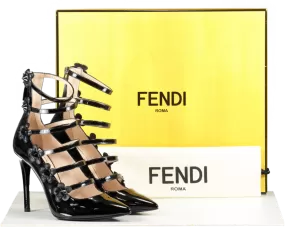 Fendi Black Patent Leather Flowerland Strappy Pumps UK 4.5 EU 37.5 👠