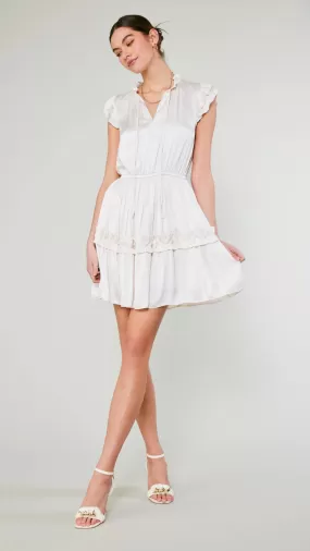 Flutter Sleeve Mini Dress - Pearl