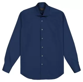 French Navy Poplin Spread Collar Shirt