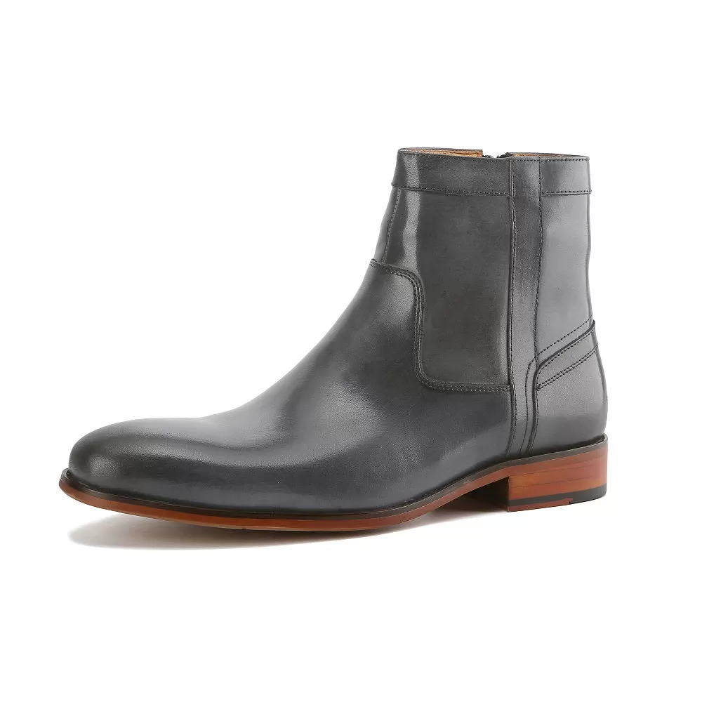 Gino Vitale Men's Handcrafted Genuine Leather Side Zip Dress Boot