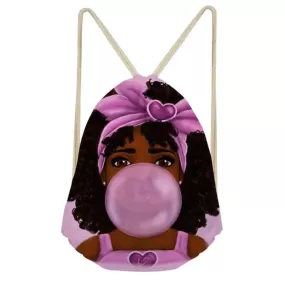 GIRLS BLACK GIRL MAGIC DRAWSTRING BAG