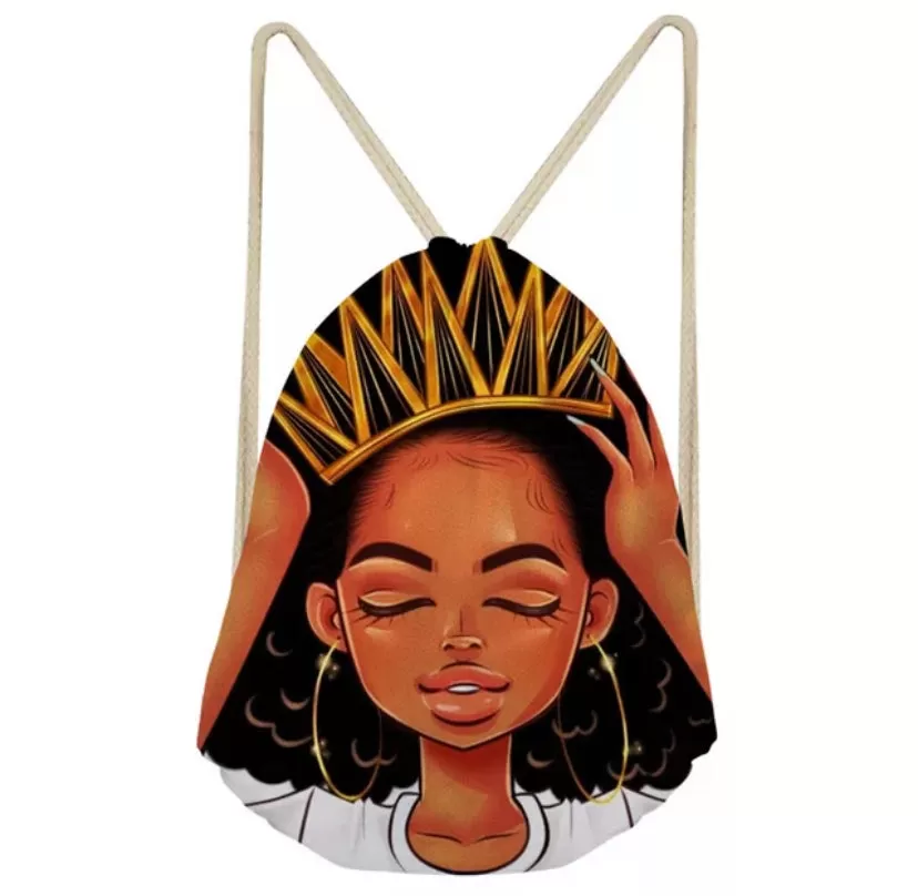 GIRLS BLACK GIRL MAGIC DRAWSTRING BAG