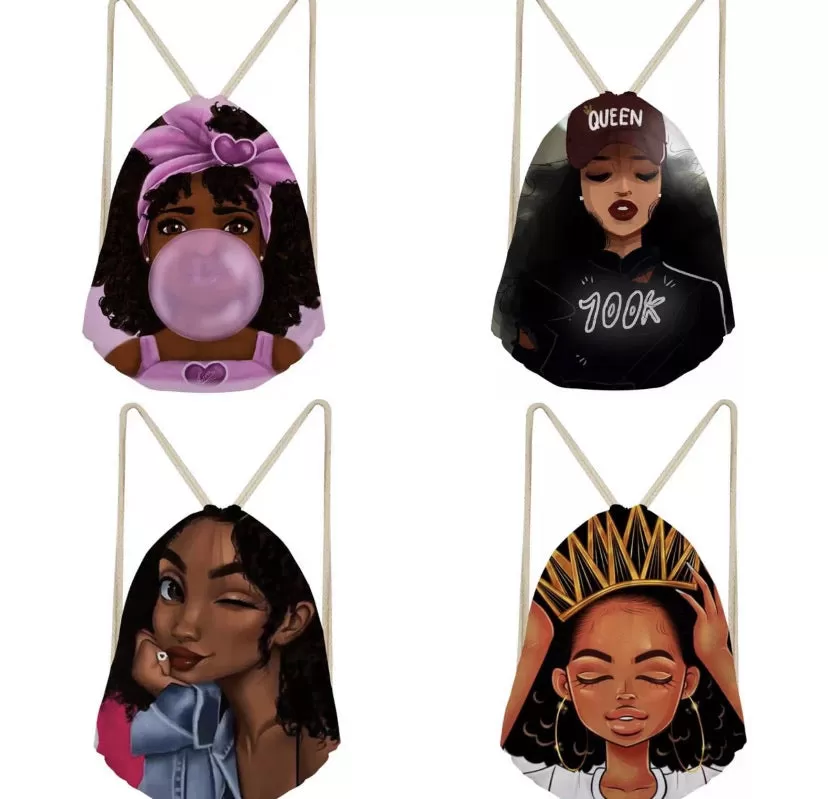 GIRLS BLACK GIRL MAGIC DRAWSTRING BAG