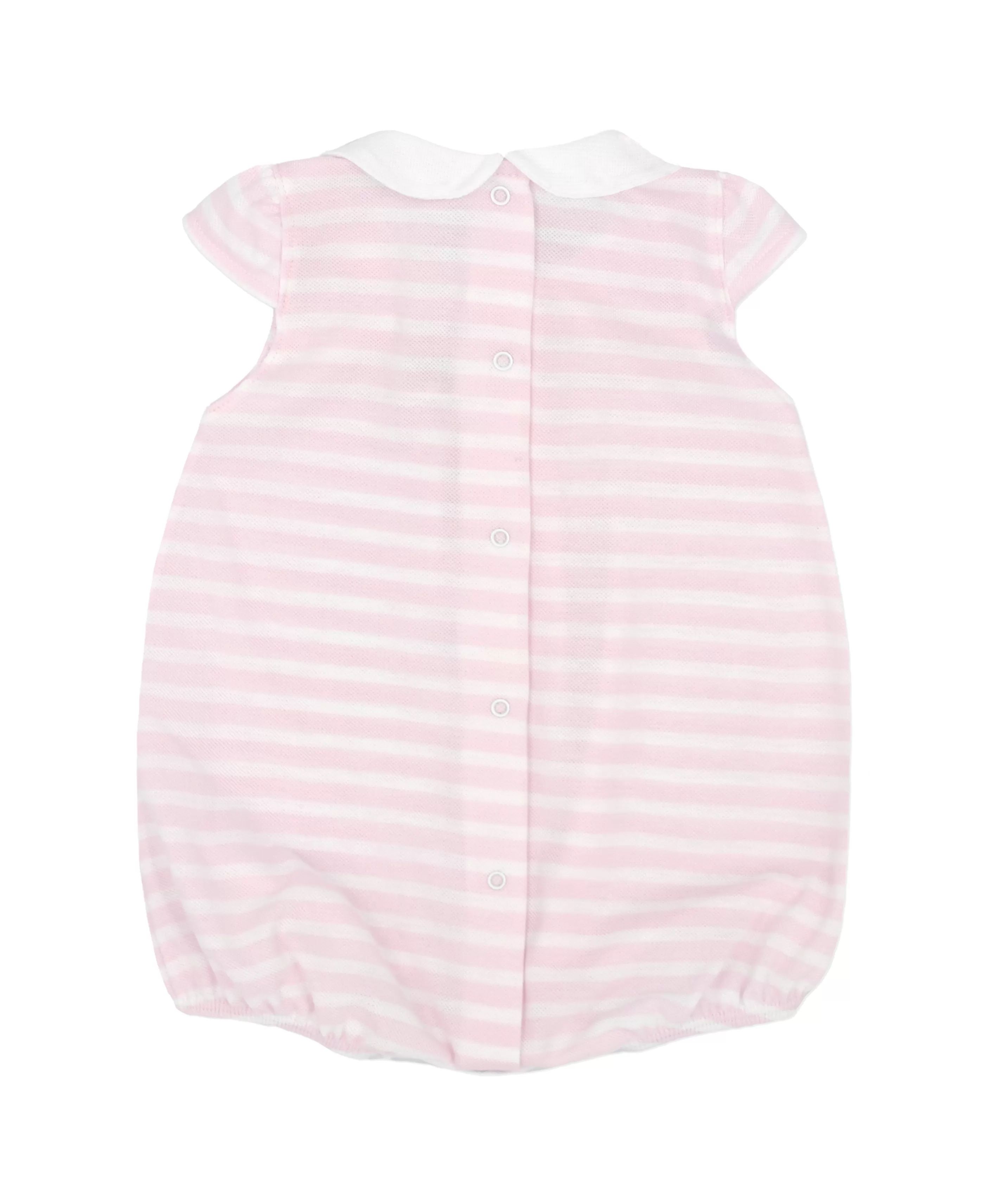 Girls Rapife Pink Stripe Tennis Romper With Peter Pan Collar