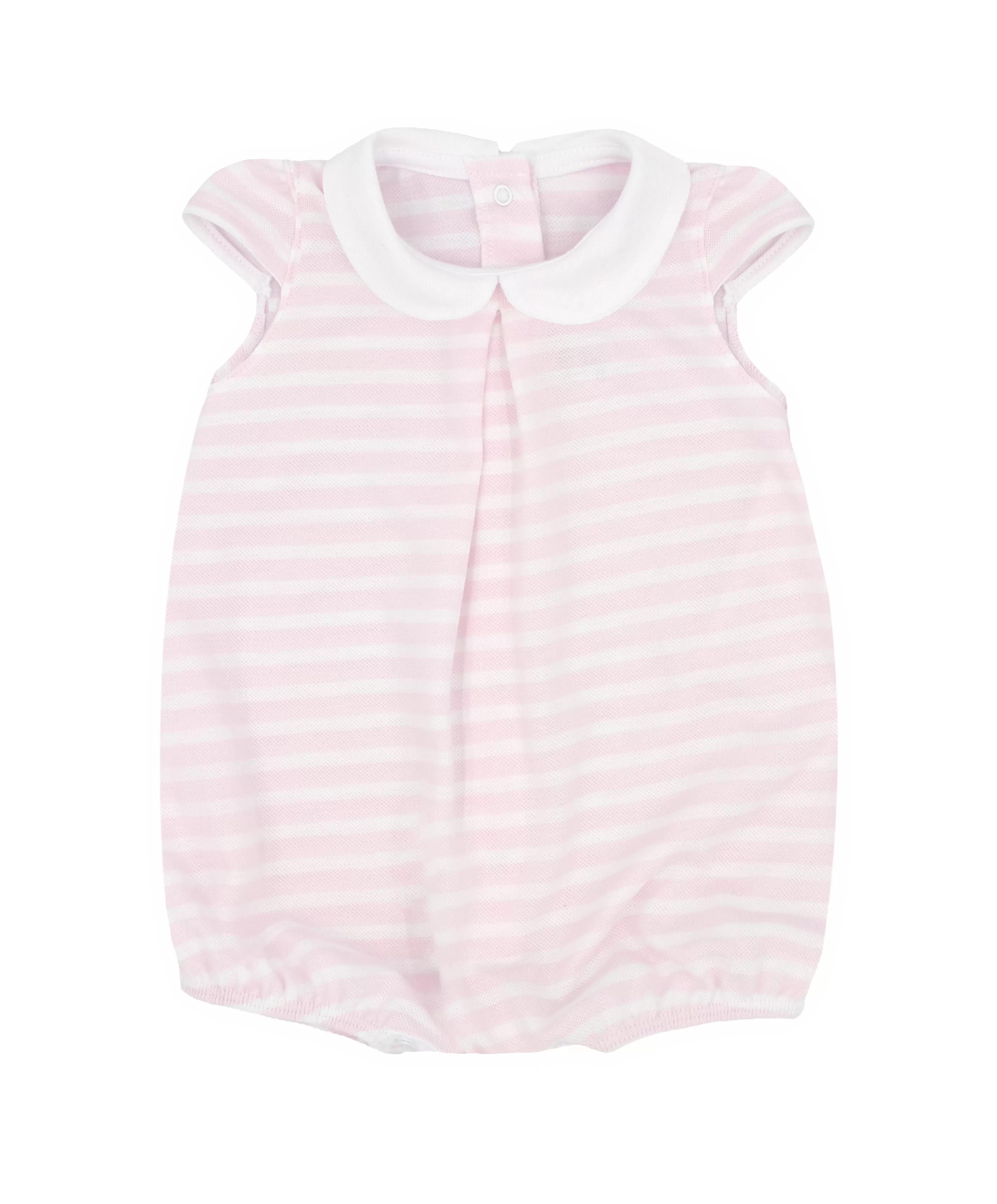 Girls Rapife Pink Stripe Tennis Romper With Peter Pan Collar