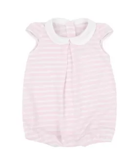 Girls Rapife Pink Stripe Tennis Romper With Peter Pan Collar