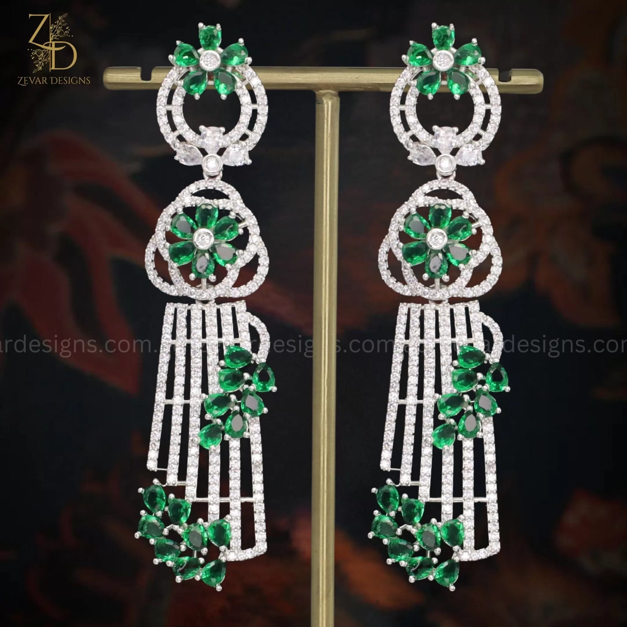 Green American Diamonds Earrings