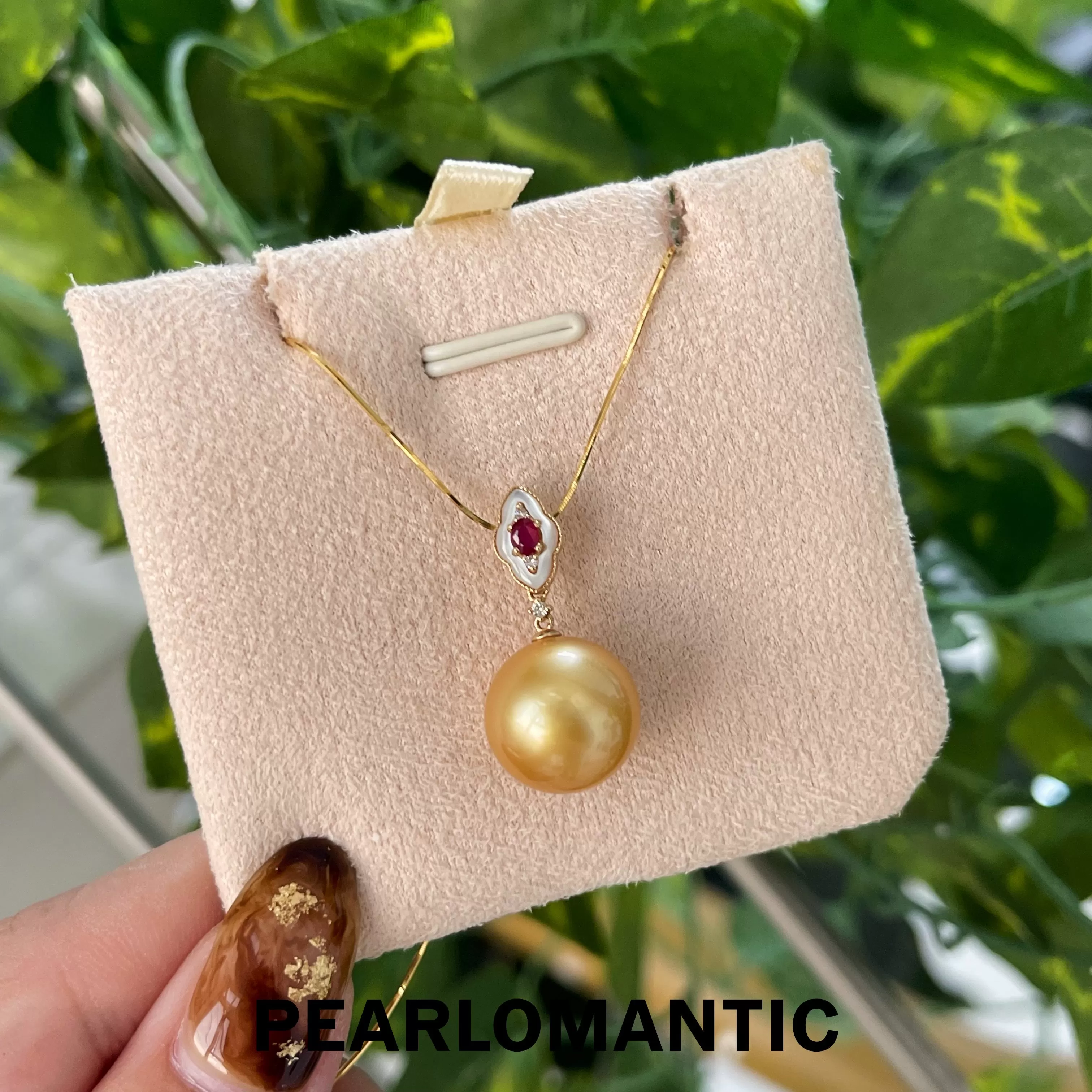 [Group-Buying] Philippines Gloden Pearl 12-13mm 18k Ruby & Diamond Pendant