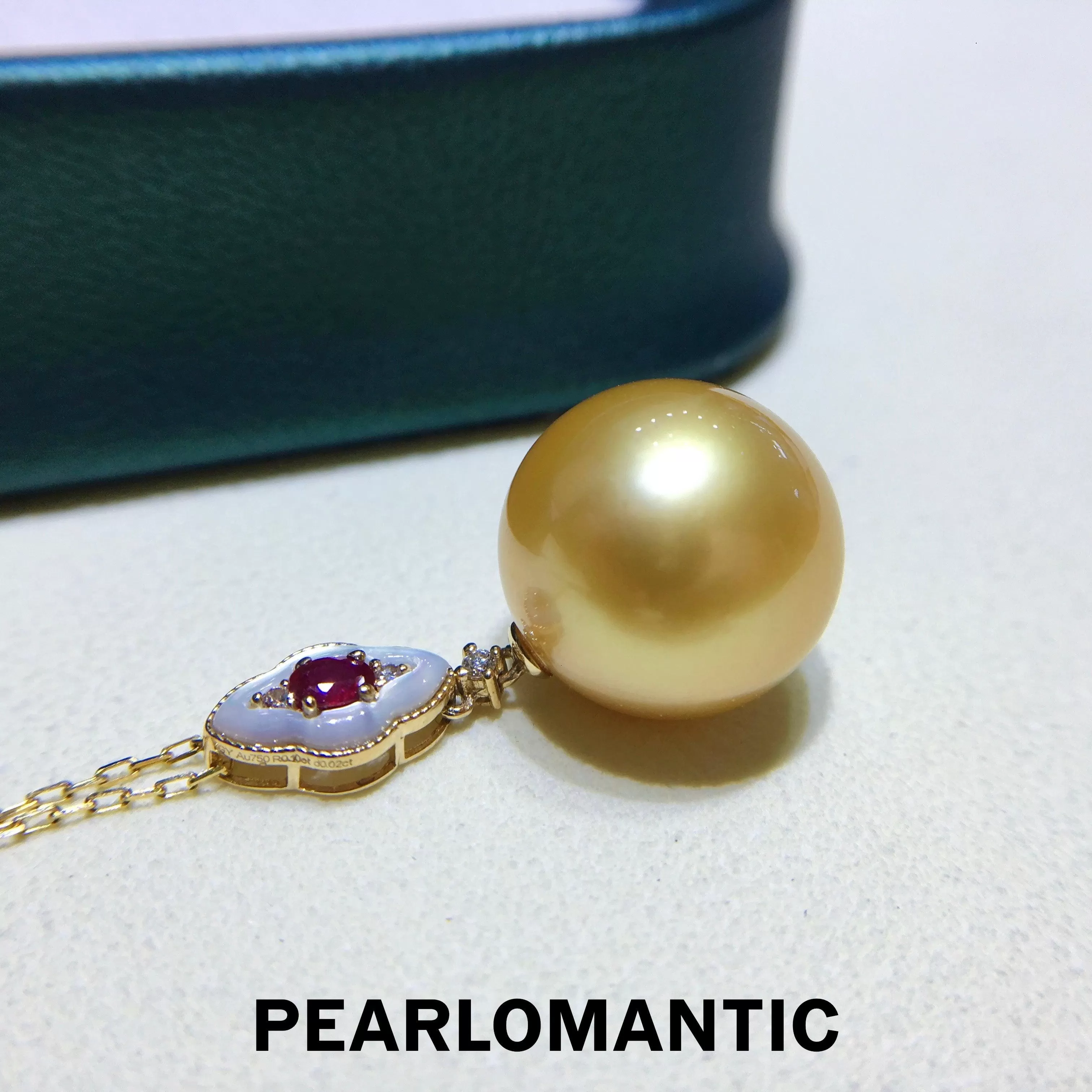 [Group-Buying] Philippines Gloden Pearl 12-13mm 18k Ruby & Diamond Pendant