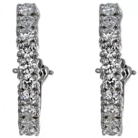 Hammerman Brothers 2.5 Carat Total Weight Round Diamond Hoop Earrings in 14K White Gold