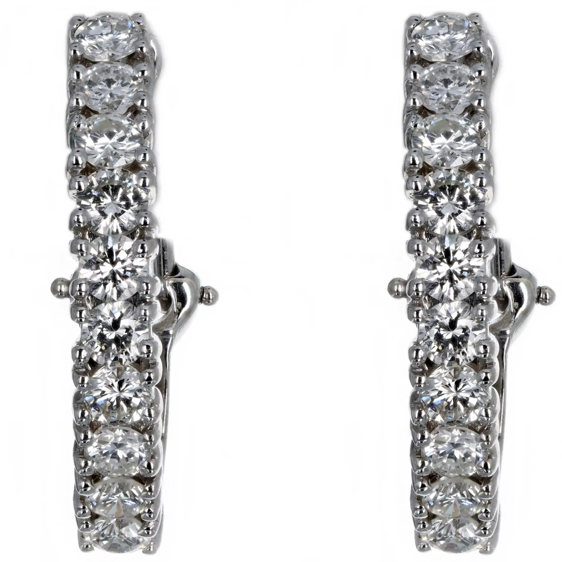 Hammerman Brothers 2.5 Carat Total Weight Round Diamond Hoop Earrings in 14K White Gold