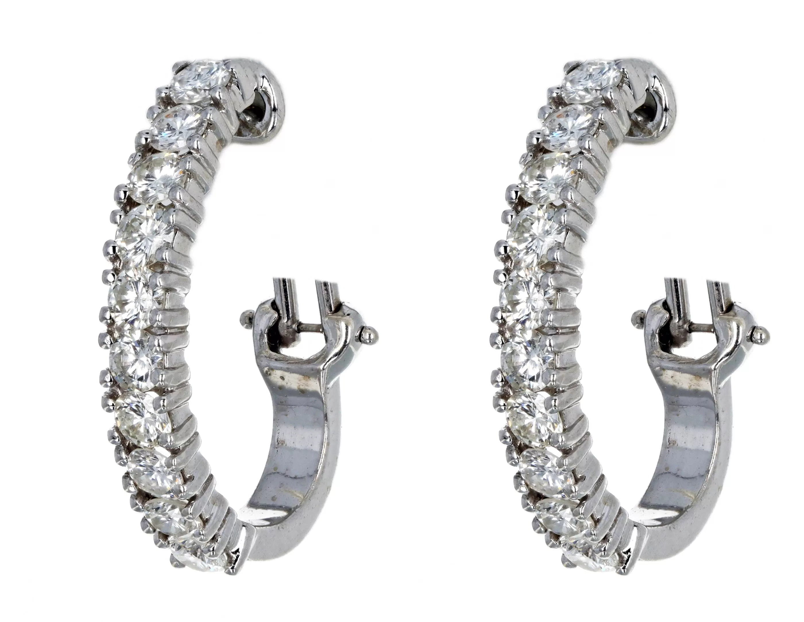 Hammerman Brothers 2.5 Carat Total Weight Round Diamond Hoop Earrings in 14K White Gold