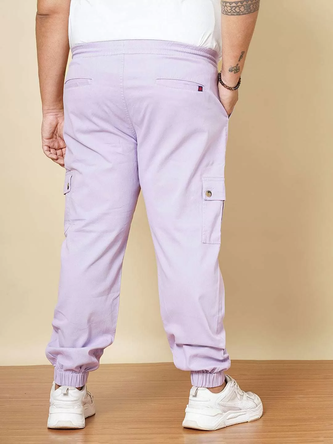 Hardsoda Men Purple Plus Size Solid Cargo Jogger