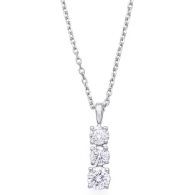 IGI Cert 14K White Gold 1.05 TCW Diamond Three-Stone Journey Pendant Necklace