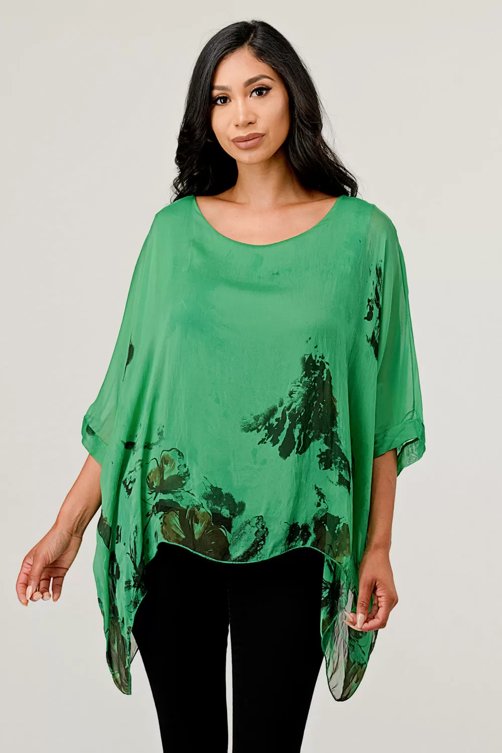 Italian Floral Raw Moda Silk Top