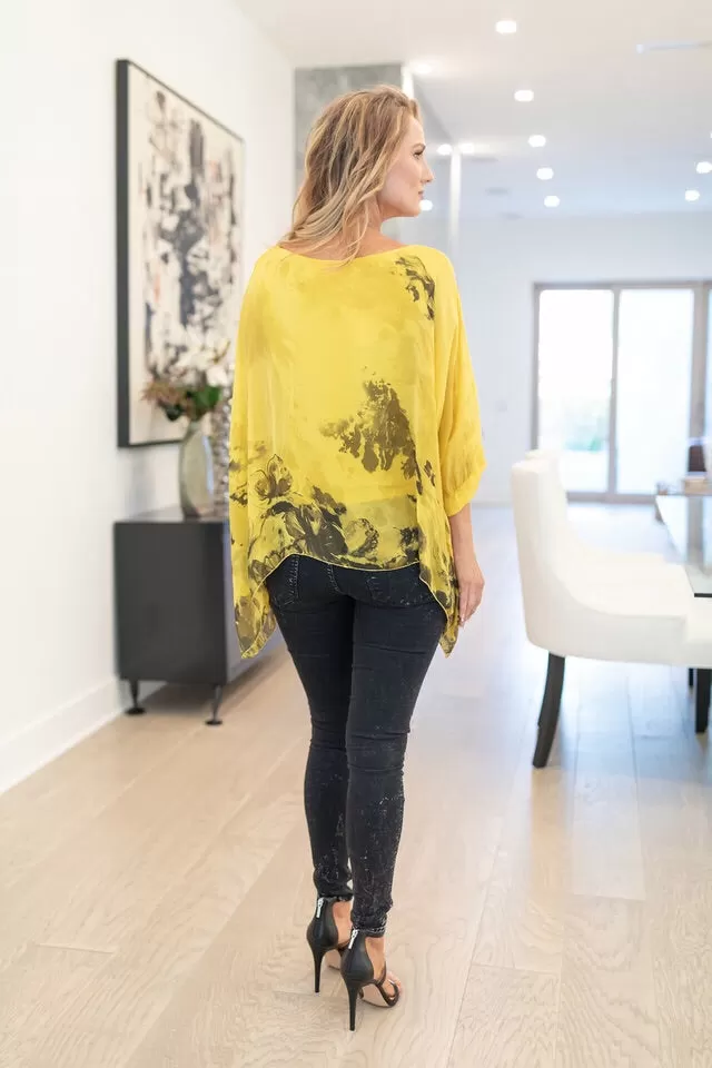 Italian Floral Raw Moda Silk Top