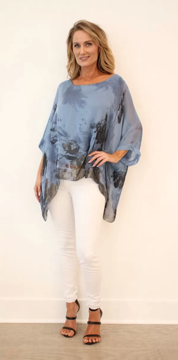 Italian Floral Raw Moda Silk Top