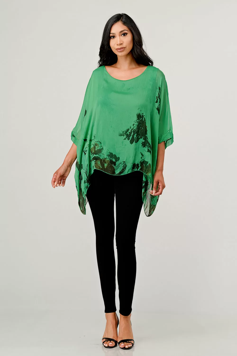 Italian Floral Raw Moda Silk Top