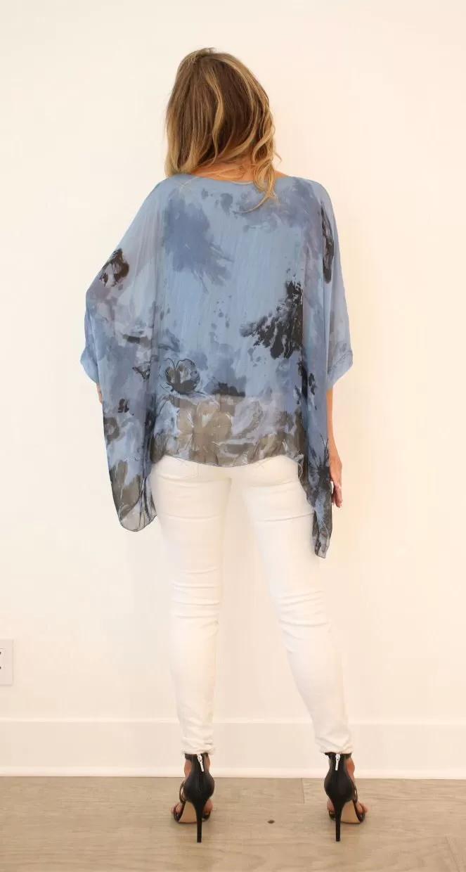 Italian Floral Raw Moda Silk Top