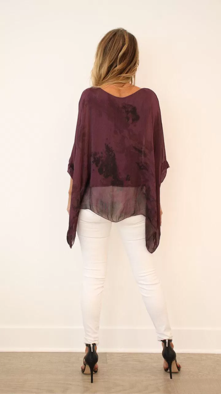 Italian Floral Raw Moda Silk Top