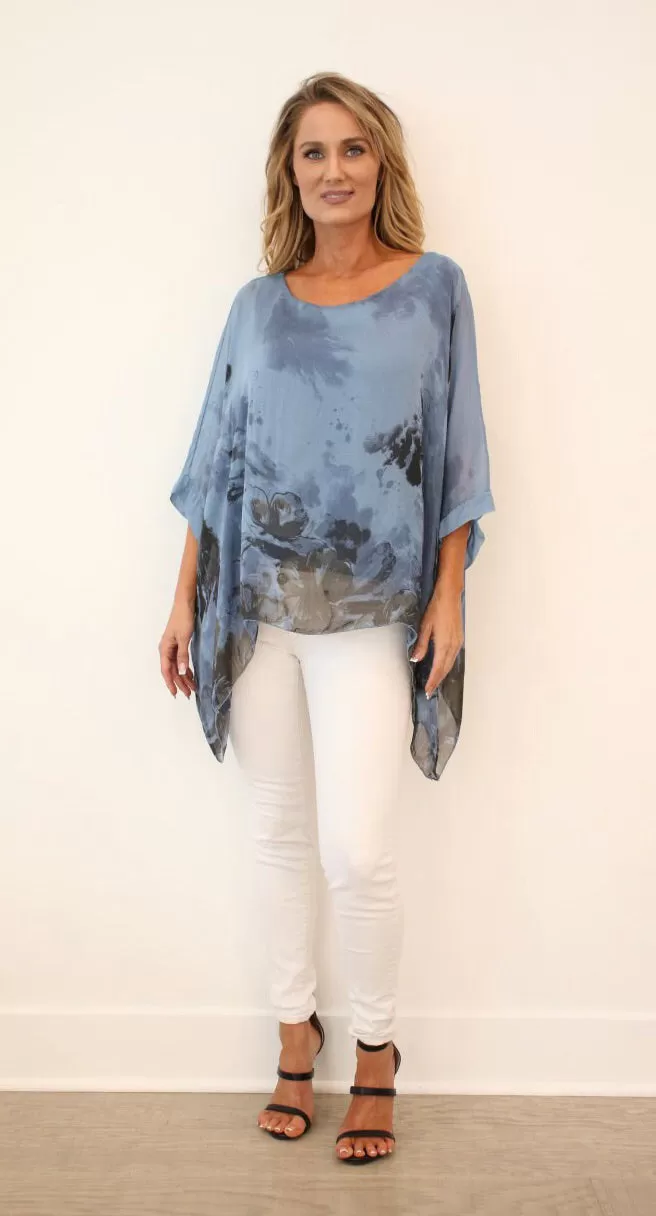 Italian Floral Raw Moda Silk Top