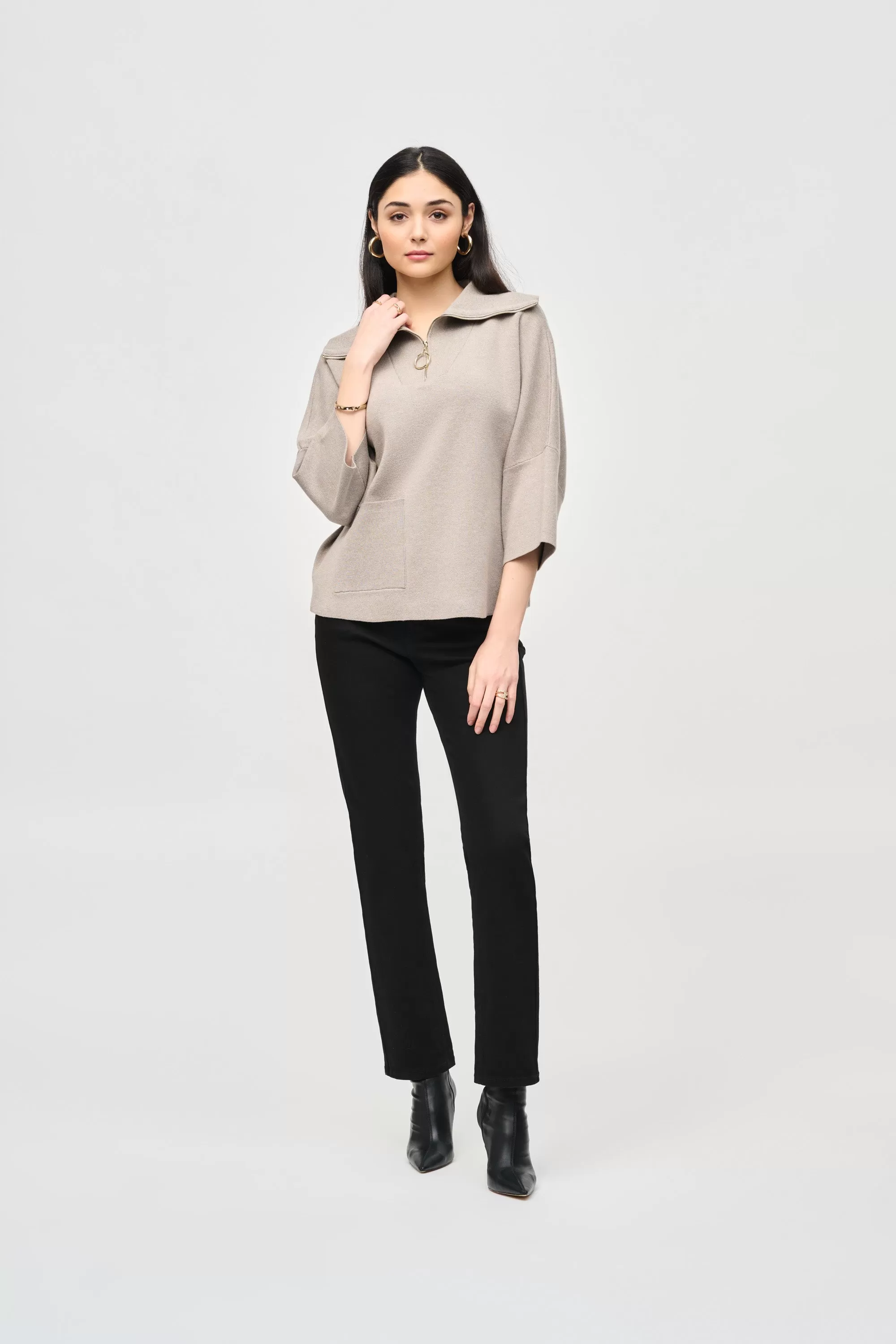 Jacquard Zipped Collar Sweater 243954