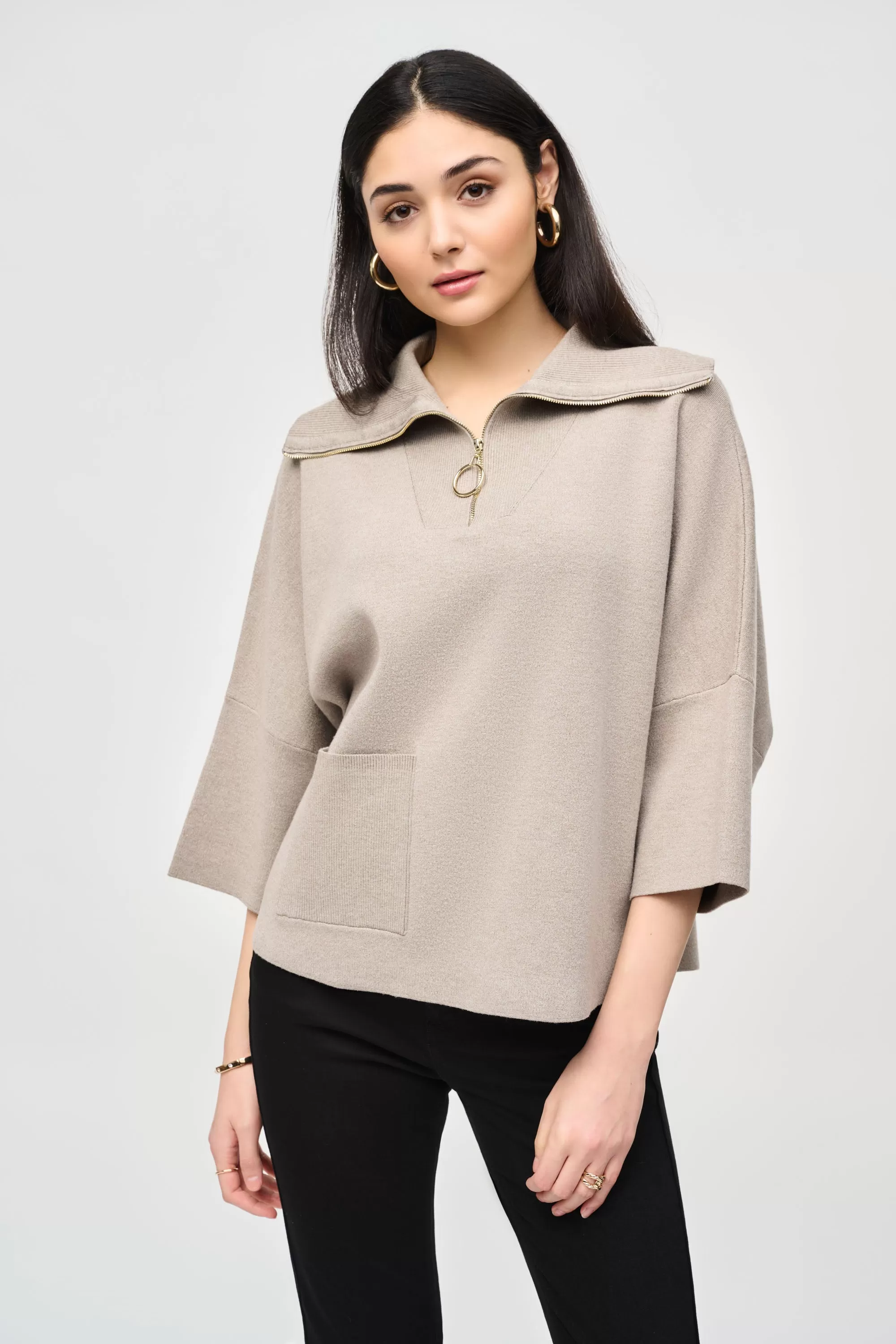 Jacquard Zipped Collar Sweater 243954