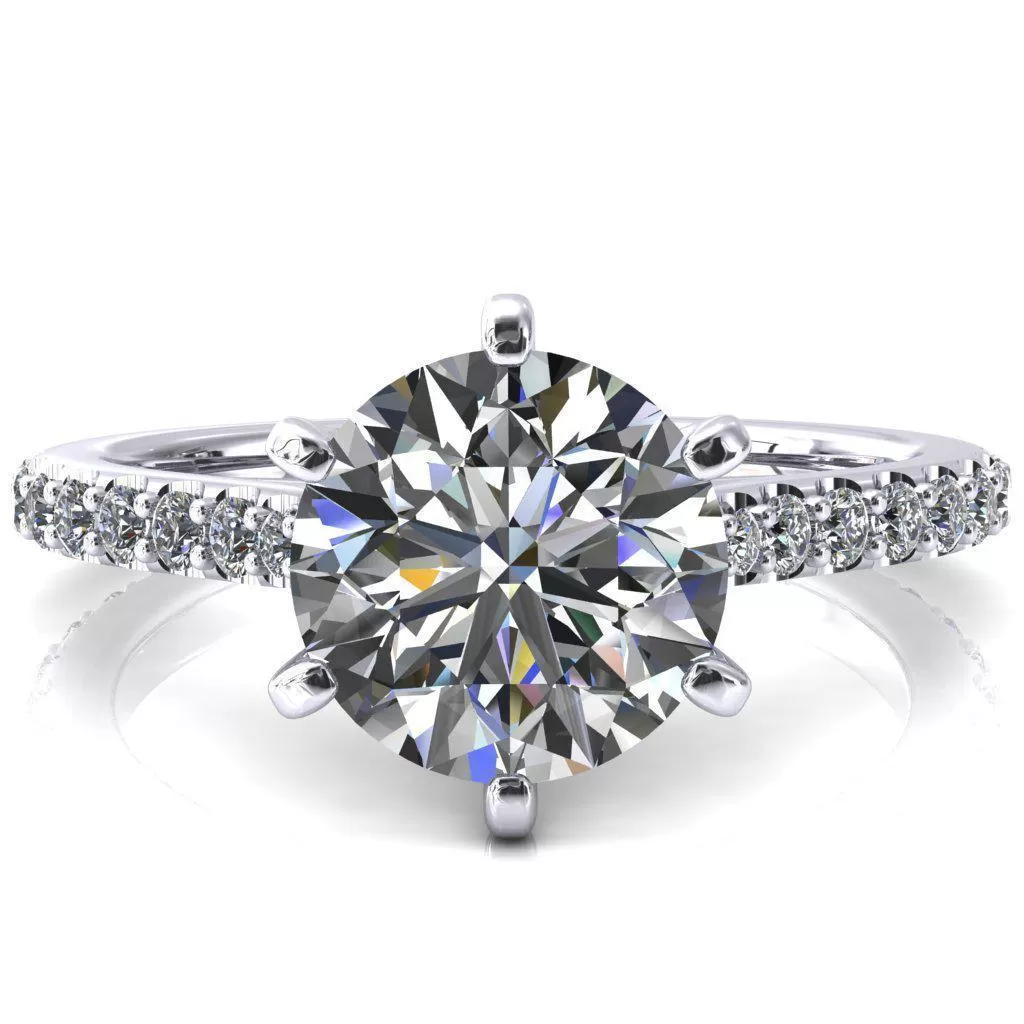 Kelsy Round Lab-Grown Diamond Center Stone 6 Prong 3/4 Shared Scalloped Inverted Cathedral Ring