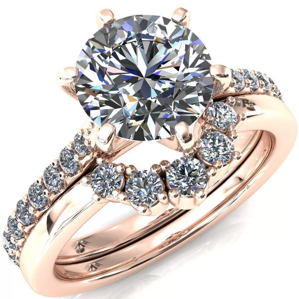 Kelsy Round Lab-Grown Diamond Center Stone 6 Prong 3/4 Shared Scalloped Inverted Cathedral Ring