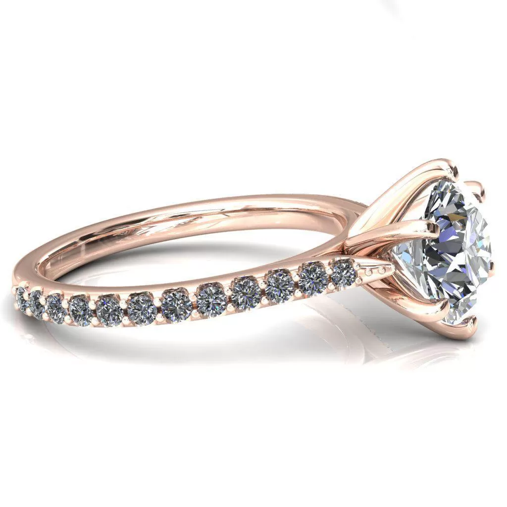 Kelsy Round Lab-Grown Diamond Center Stone 6 Prong 3/4 Shared Scalloped Inverted Cathedral Ring