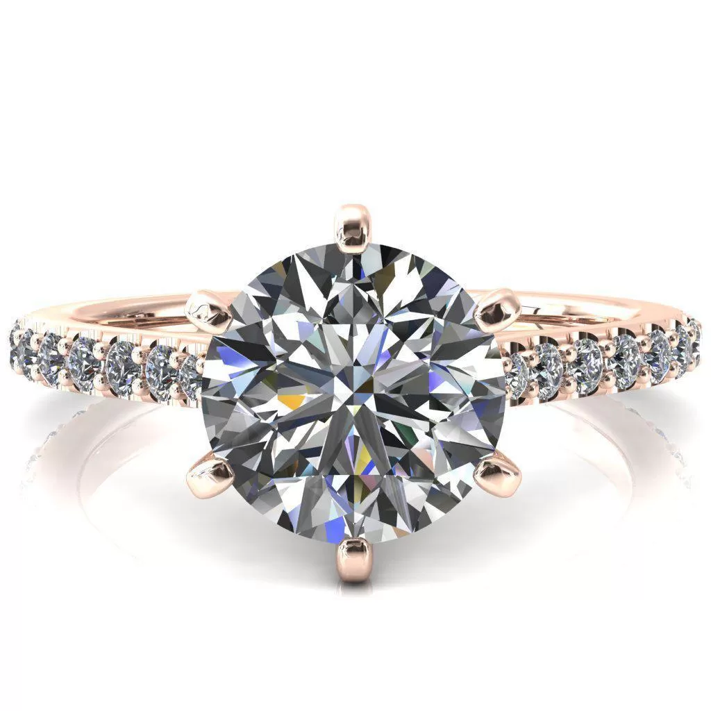 Kelsy Round Lab-Grown Diamond Center Stone 6 Prong 3/4 Shared Scalloped Inverted Cathedral Ring