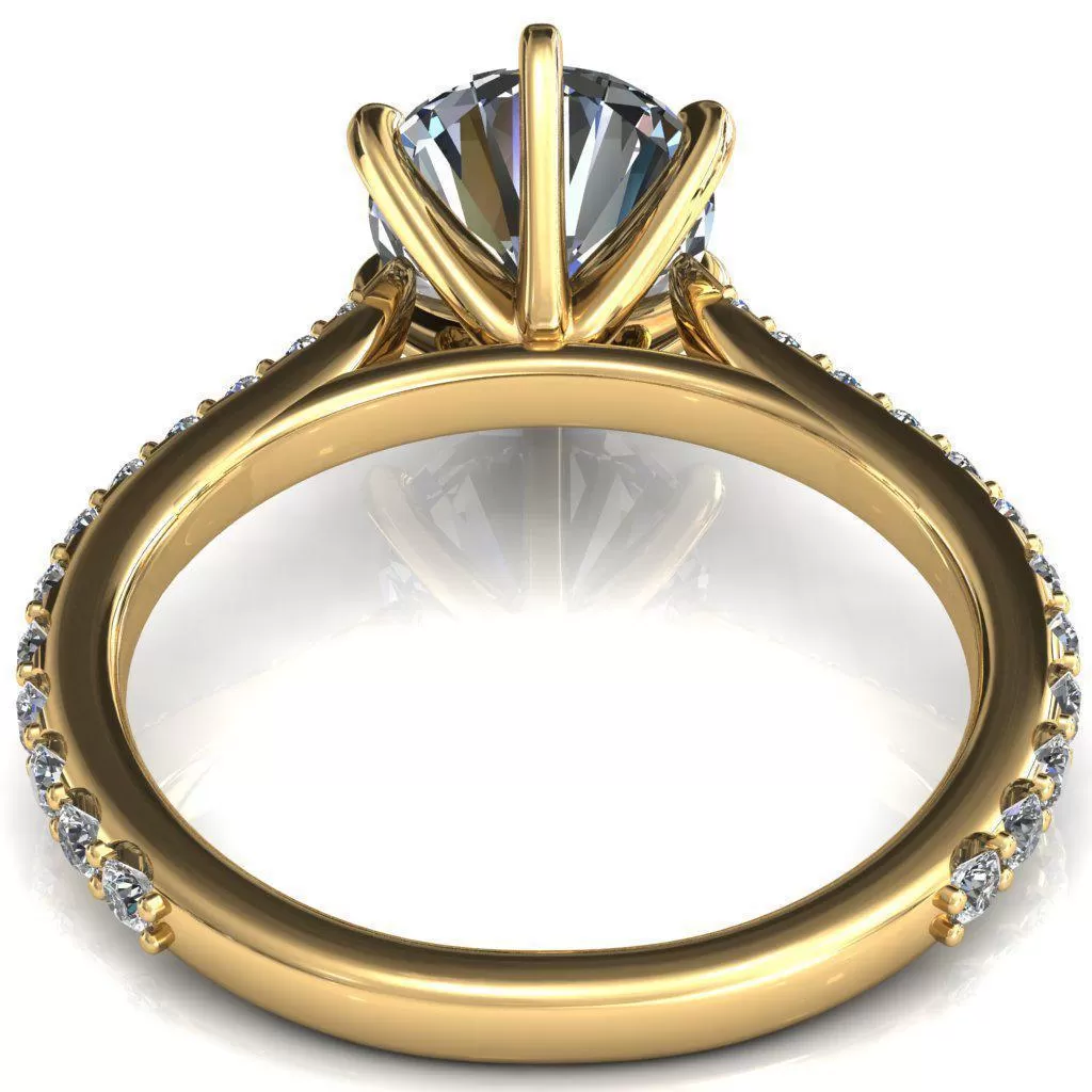 Kelsy Round Lab-Grown Diamond Center Stone 6 Prong 3/4 Shared Scalloped Inverted Cathedral Ring