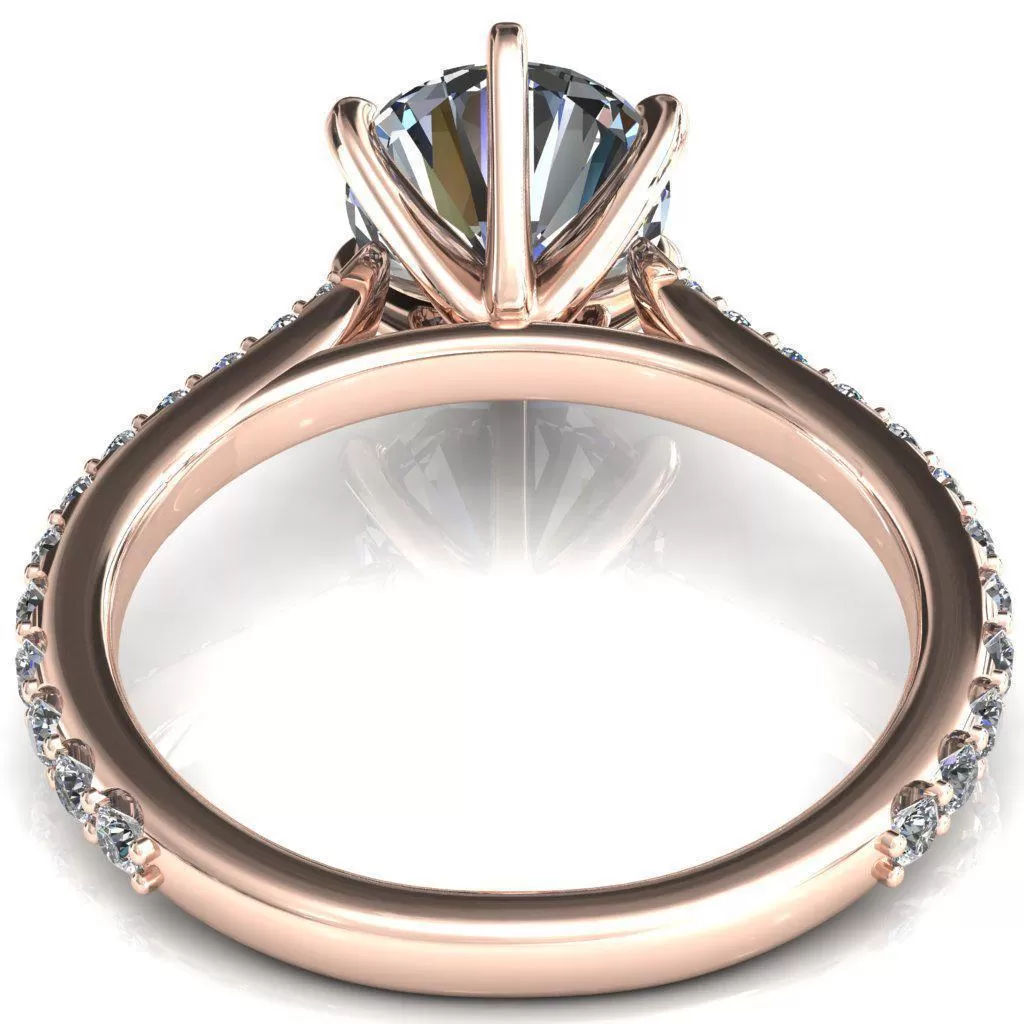 Kelsy Round Lab-Grown Diamond Center Stone 6 Prong 3/4 Shared Scalloped Inverted Cathedral Ring