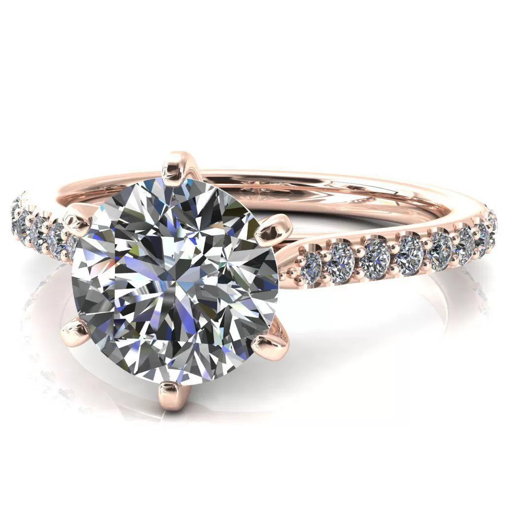 Kelsy Round Lab-Grown Diamond Center Stone 6 Prong 3/4 Shared Scalloped Inverted Cathedral Ring