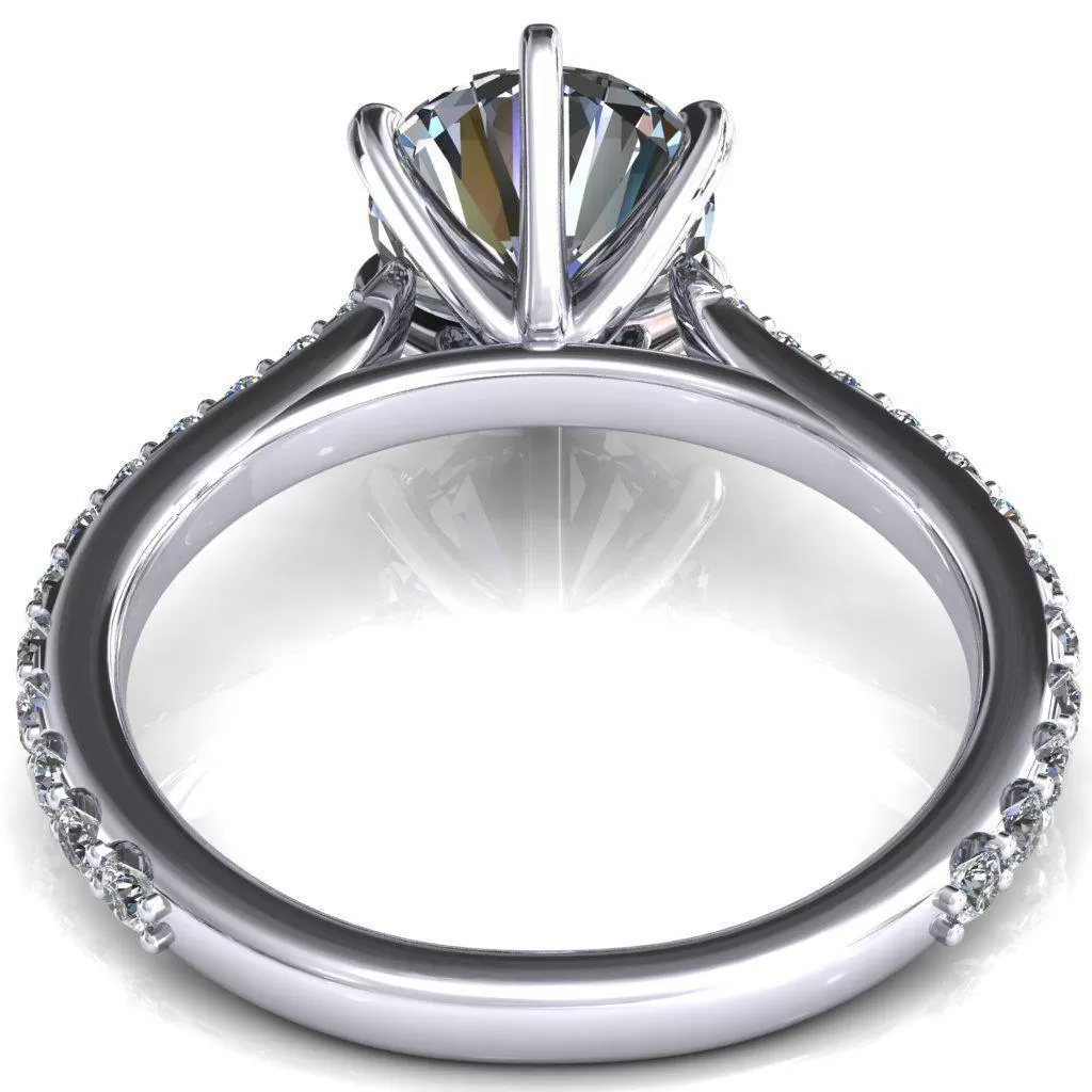 Kelsy Round Lab-Grown Diamond Center Stone 6 Prong 3/4 Shared Scalloped Inverted Cathedral Ring